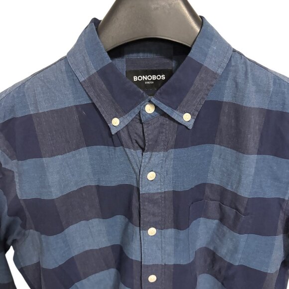 Bonobos Plaid Slim Fit Mens Medium Long Sleeve Button Down Shirt Checkered - Picture 3 of 6